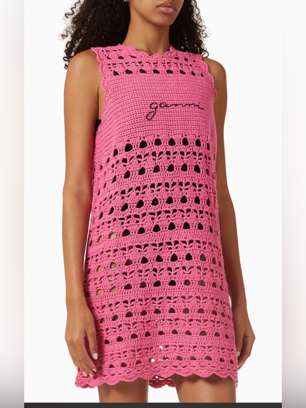 Ganni Crochet Cover Up Tunic in Shocking Pink S - Picture 7 of 15